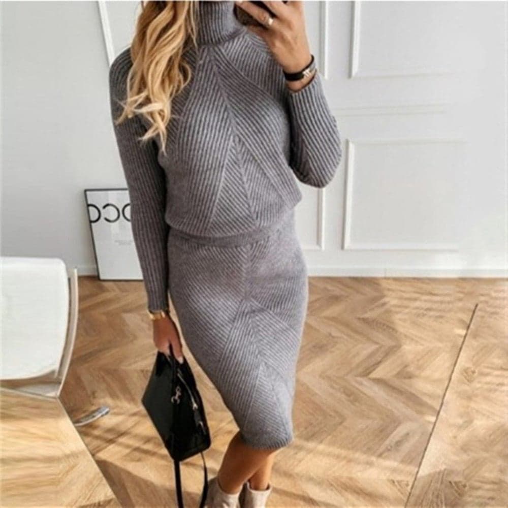 Cozy Knit Pullover Dress - Soft Knitted Winter Wear