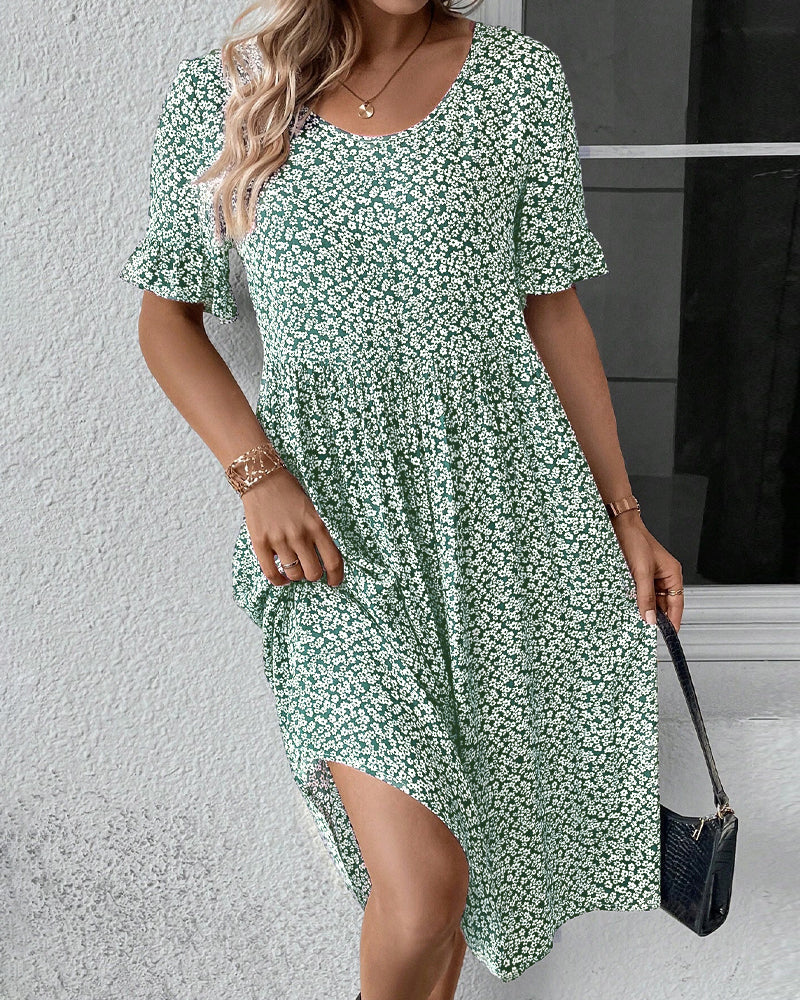 Elegant Floral Pattern Dress - Lightweight & Breathable