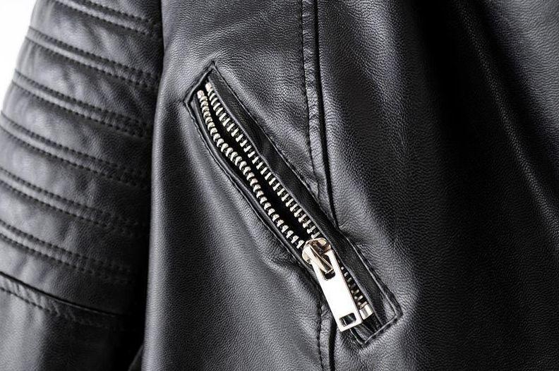 Classic women's leather biker jacket with asymmetrical zipper