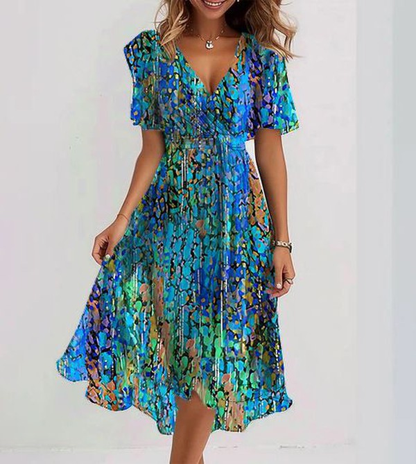 Elegant Floral Dress | Chic Women's Outfit | Stylish All-Season Polyester Design