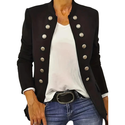 Casual Blazer with Front Buttons in Black - Stylish and Versatile