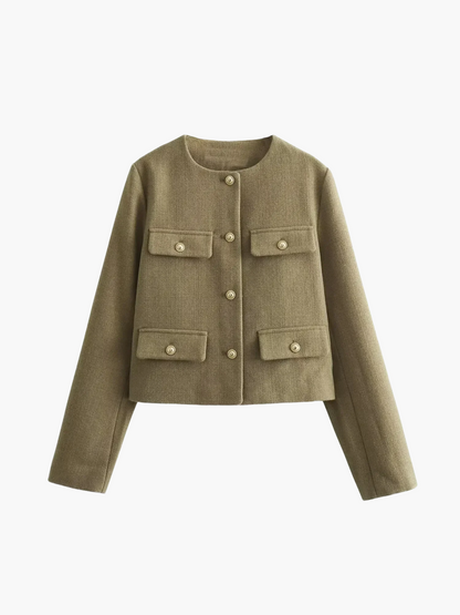 Cropped button-up jacket for women