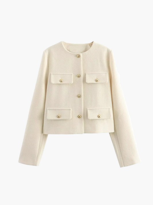 Cropped button-up jacket for women