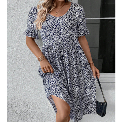 Elegant Floral Pattern Dress - Lightweight & Breathable