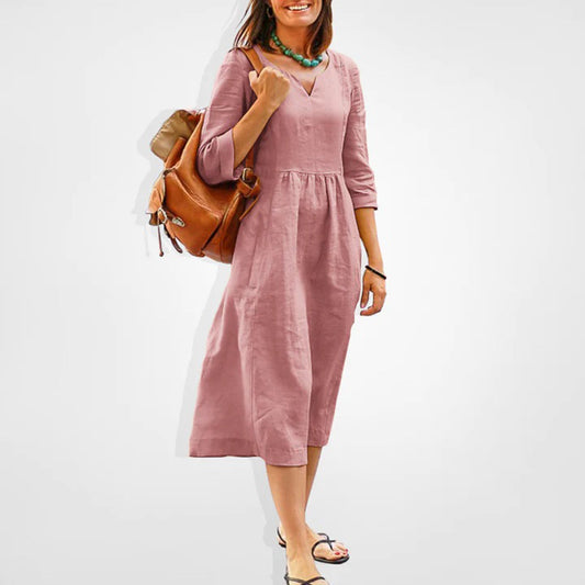 Casual Midi Dress - Soft Pink, Versatile Style