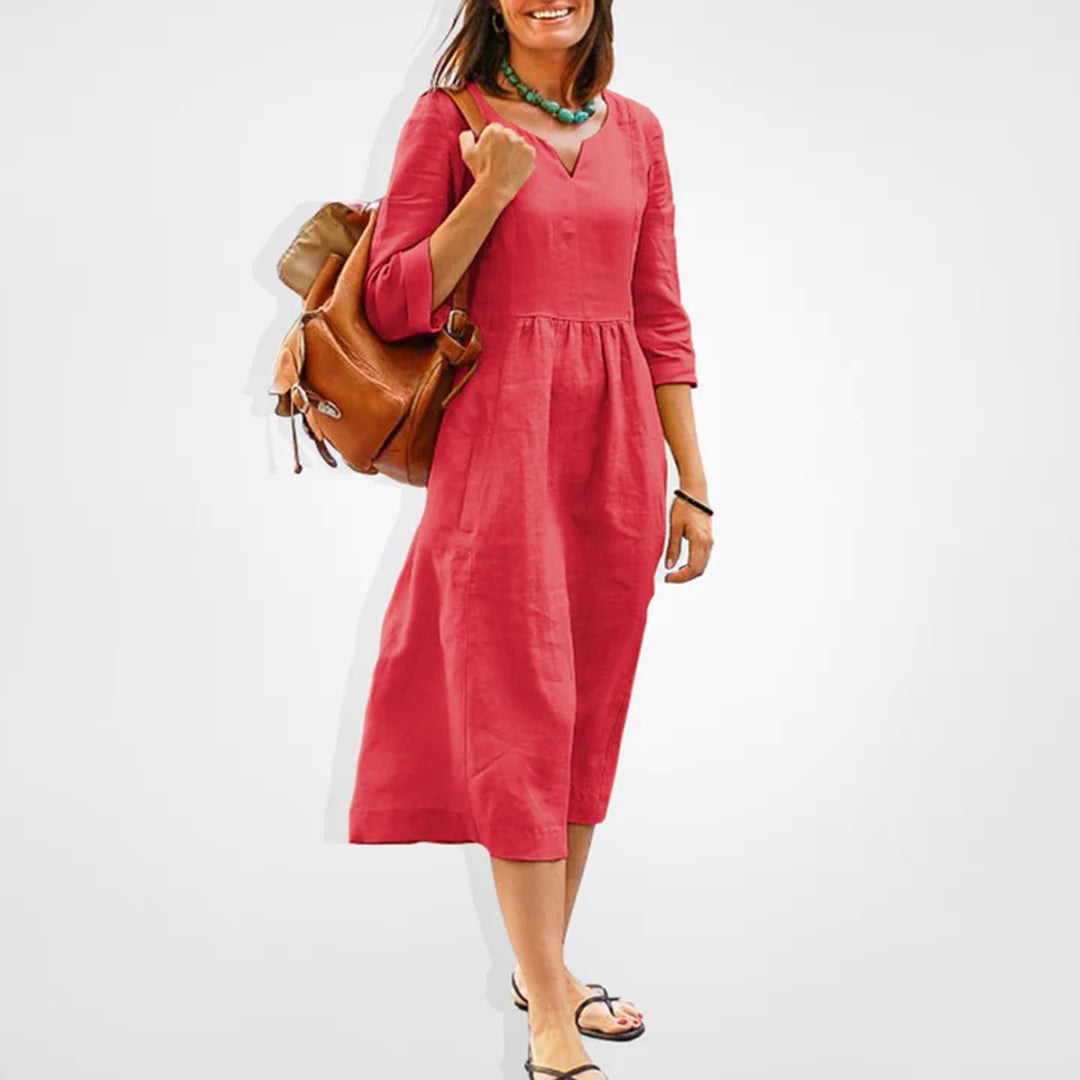 Casual Midi Dress - Soft Pink, Versatile Style