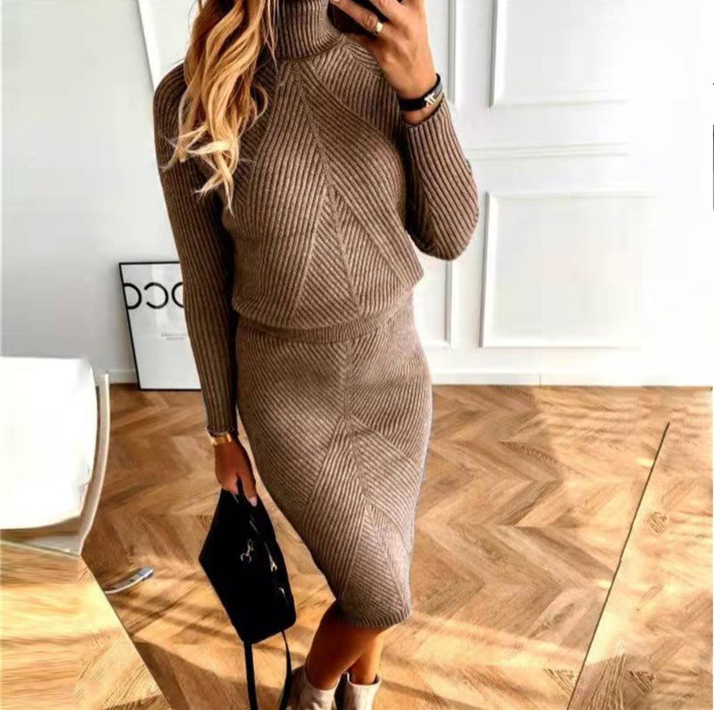 Cozy Knit Pullover Dress - Soft Knitted Winter Wear