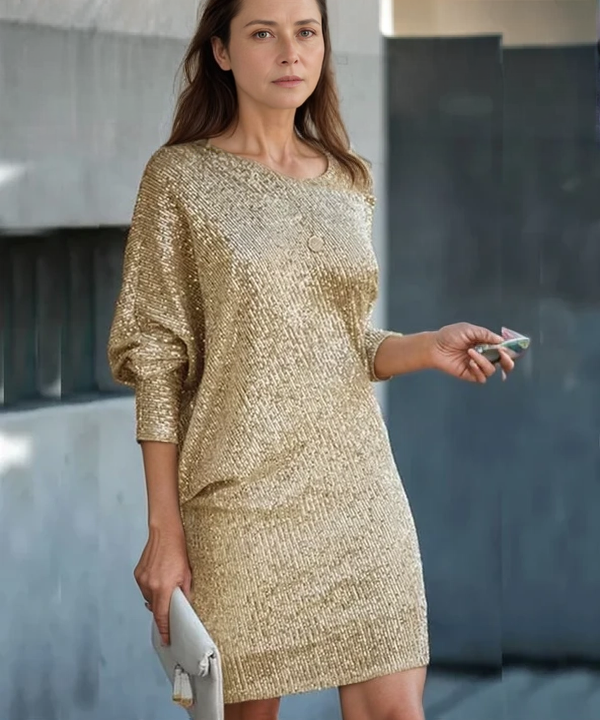 Contrast Sequin Off-Shoulder Mini Dress - Party-Ready Glam Look