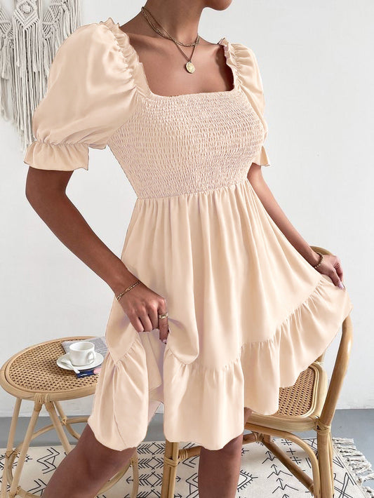 Beige Fringe Summer Dress in Lightweight Fabric Perfect for Warmer Weather