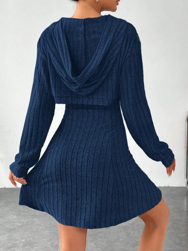 Cutout-ribbed sweater dress for women