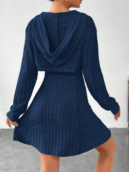 Cutout-ribbed sweater dress for women