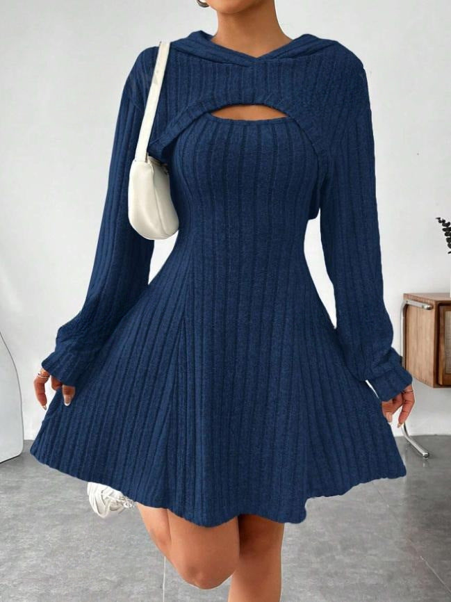 Cutout-ribbed sweater dress for women