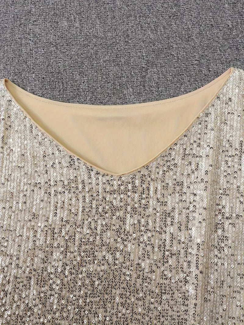 Contrast Sequin Off-Shoulder Mini Dress - Party-Ready Glam Look