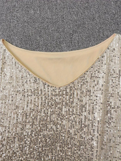 Contrast Sequin Off-Shoulder Mini Dress - Party-Ready Glam Look