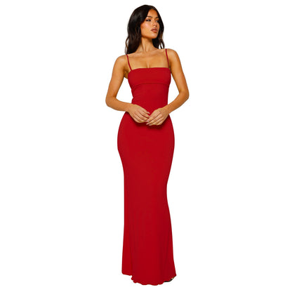 Women's Bodycon Maxi Dress - Backless Elegant Evening Wear